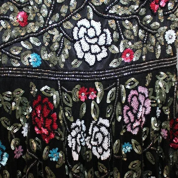 NEW Mac Duggal EMBELLISHED FLORAL SEQUINED GOWN 5400 BLACK MULTI - Picture 8 of 11